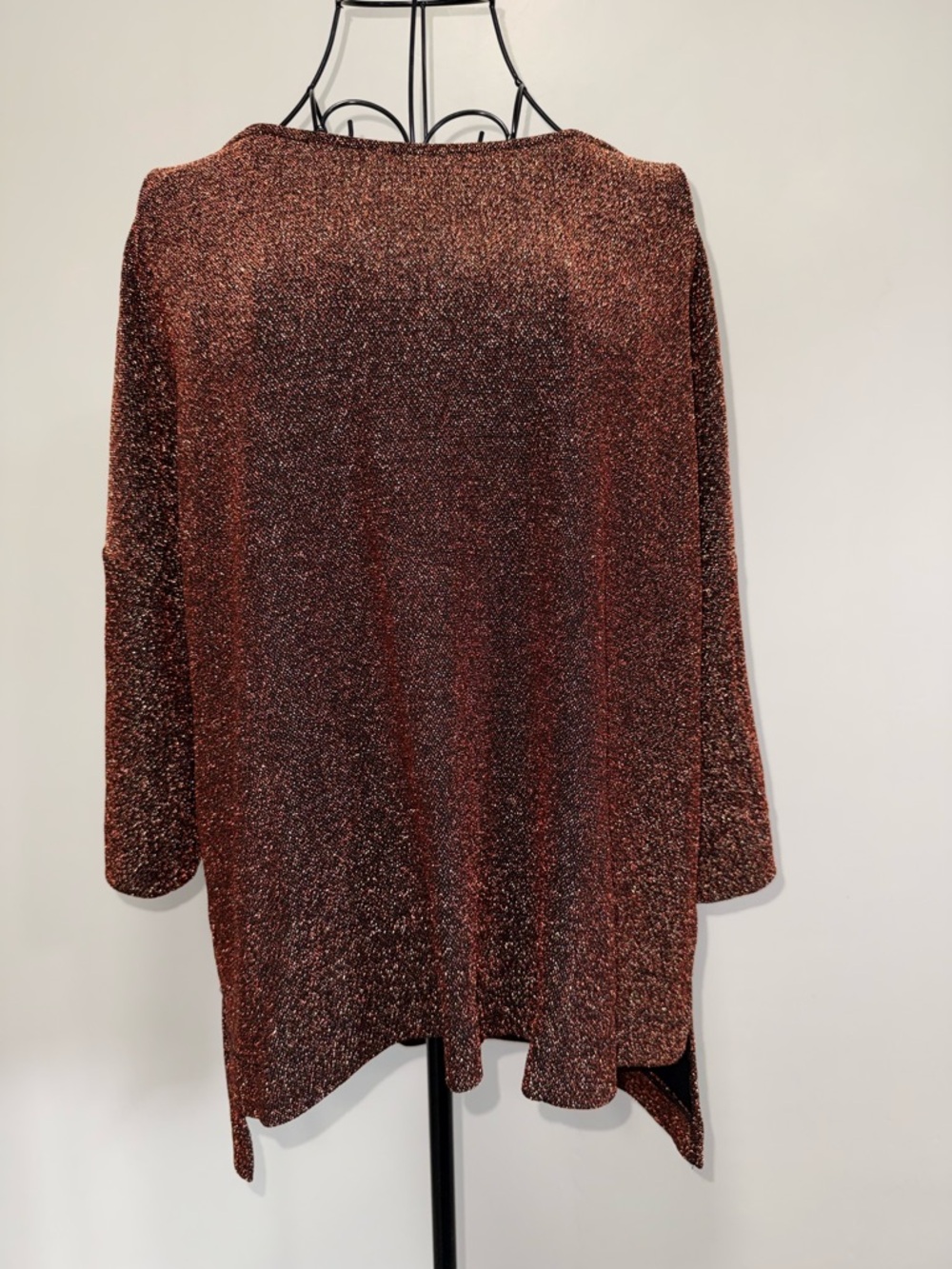 Metallic Rust Knit Open Cardigan - Women's Cape